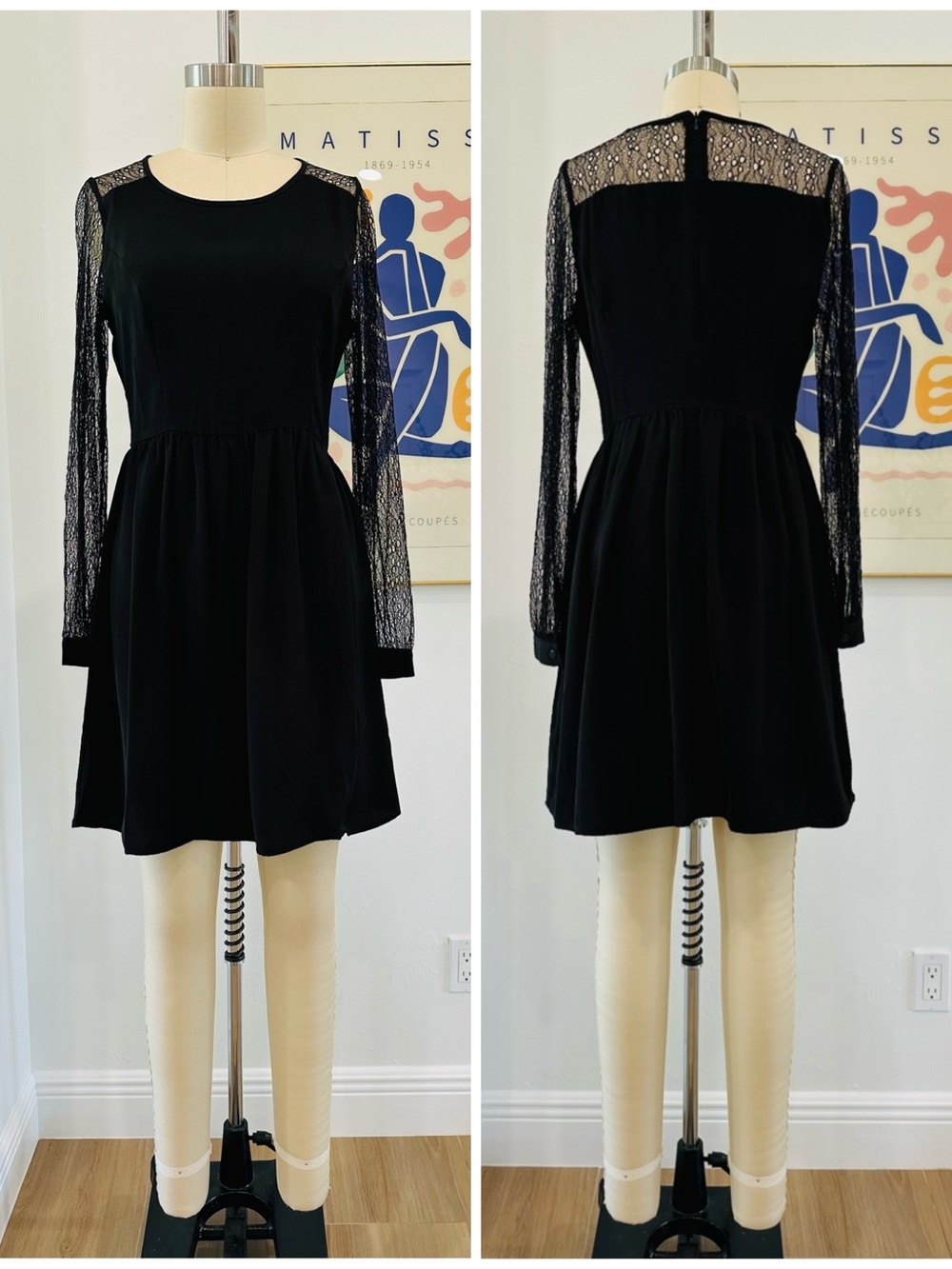 Doe & Rae Lace-Sleeve Babydoll Dress